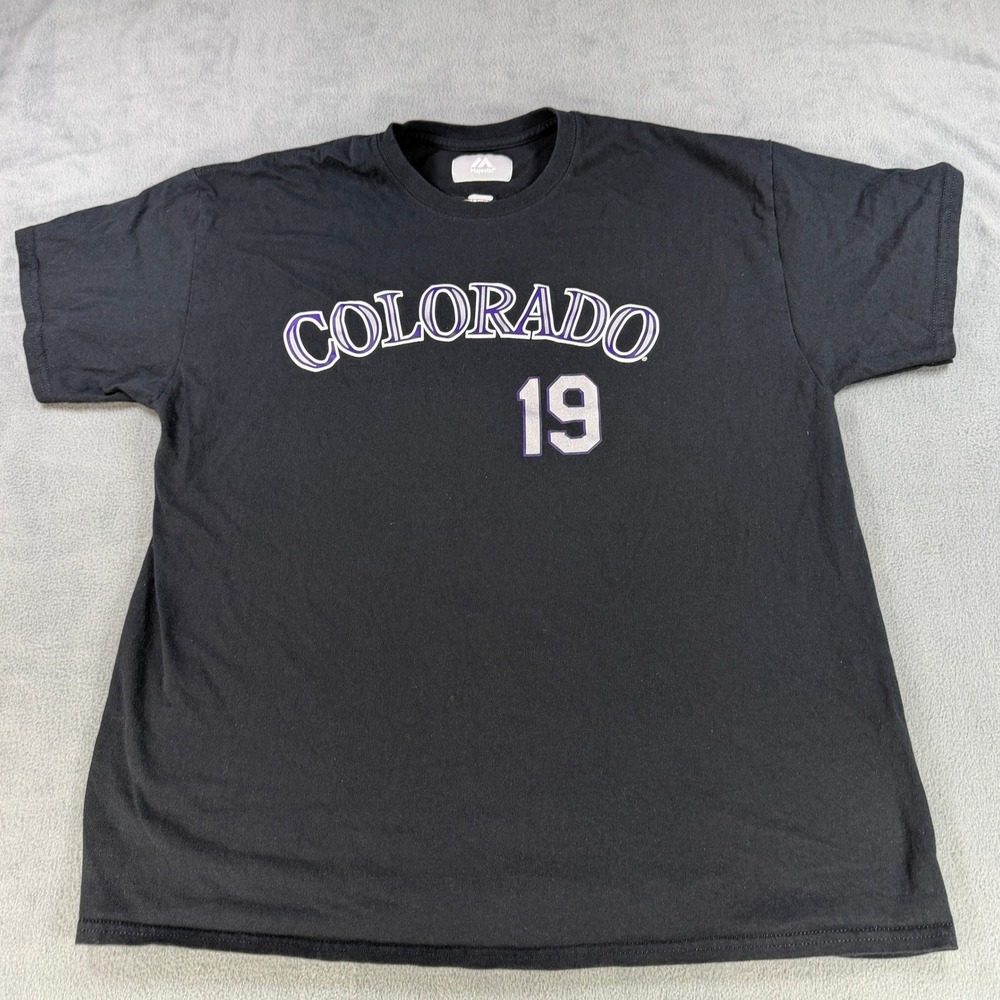 Majestic Colorado Rockies Charlie Blackmon 19 MLB Player T-Shirt Mens XL Black